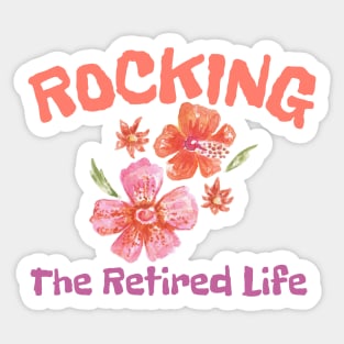 Rocking The Retired Life Orange and Hibiscus Flower Sticker